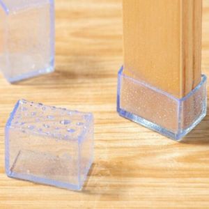 4 or 8 pcs of Rectangle 20x40mm Silicone Chair Leg Floor Protectors, Chair Leg Cap, Furniture Foot Protectors in clear transparent