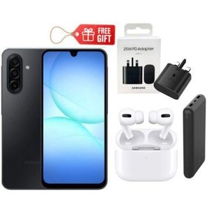 Samsung Galaxy A17, 6.7'' HD+ Display, 8GB RAM + 256GB Storage (Dual Sim), 50MP Camera, 5000mAh Battery - Black + Travel Adapter , Power Bank & Airpods,,