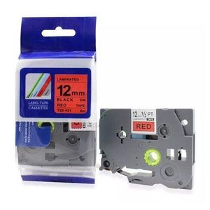 Brother Compatible TZ2-431 12mm Black on Red Label Tape