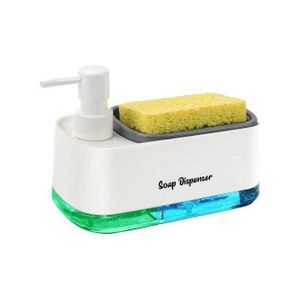 Kitchen Dish Soap Dispenser Set, Dish and Hand Soap Dispenser with Sponge Holder, 3-in-1 Countertop Sponge Dual Soap Pump Dispenser for Kitchen Sink 
