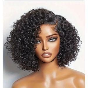 Deep full frontal pure human hair water curl wig 