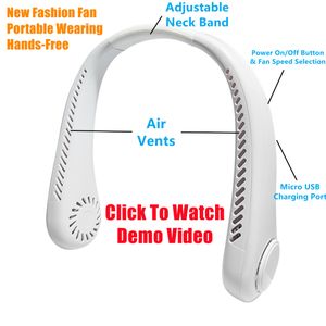 360° Cool Breeze Portable Neck Fan – Rechargeable & Hands-Free-White