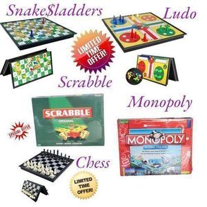 5-in-1 Board Games Set – Chess, Ludo, Scrabble, Monopoly & Snakes & Ladders Limited Offer!