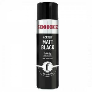 Simoniz  Matt Black Acrylic Spray Paint 500ml  SIMP17D  Aerosol Can  For Metal, Plastic & Wood