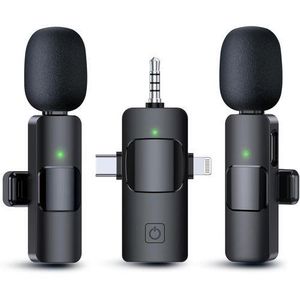 3 in 1Microphone for iPhone, Android, Camera, USB-C Microphone, Wireless Lavalier Microphone, Mini Microphone, Noise Canceling Lapel Mic for Interview Video Podcast Vlog YouTube