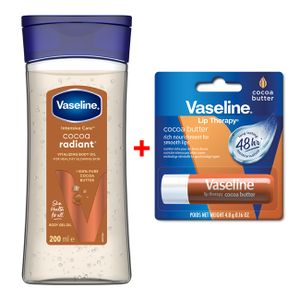 Vaseline Body Oil Cocoa Variant  200ml+  Lip Stick Cocoa Variant 