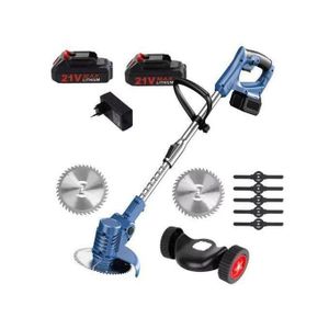 Wheeled Electric grass Trimmer Brush cutter Lithium Tool Battery Brush Cutting Machine Grass Cutter Hand Held - BLUE