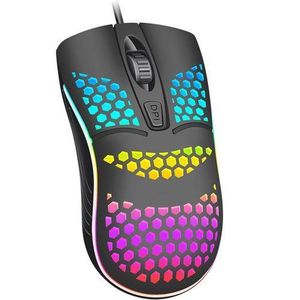 White  Label Wired Computer Mouse With Rainbow Backlight - Black