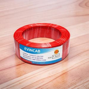 Evin 1.5mm Red Single Core Solid Easy Connection Safe Electrical Wiring Cable 