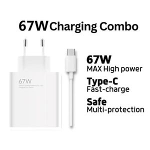 Mi Xiaomi 67W Fast Charger Brick with Smart Chip and Type-C Cable Included