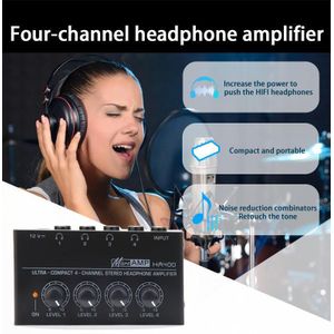 HA400 Ultra-Compact 4 Channel Stereo Headphone Amplifier With Power Adapter For Studio And Stage