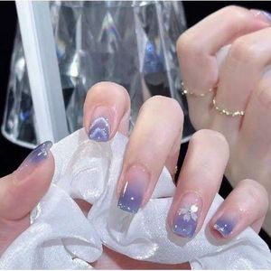 False Nail Blue ombre press on nails