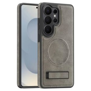 S25 Ultra leather case. Magsafe with stand. GREY