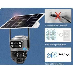 SIM CARD V380 Dual Lens 4G Camera Solar PIR Human Detection Night Vision Waterproof Security Video IP Camara 4mp Battery CCTV Monitor