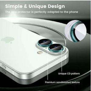 Camera Lens Protector for iPhone 16 – Tempered Glass, Anti-Scratch, Night-Shooting Anti-Glare, Easy Install – Black