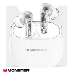 Monster TWS  W33 White Bluetooth 6.0 earphones deep bass, clear calls, and immersive 360° sound, 28-Hr Playtime true wireless Earbuds