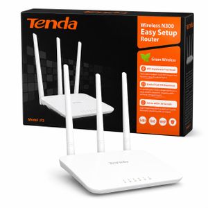 tenda  F3 / F6 N300 300Mbps Wireless WiFi Router – 2.4GHz, 4 High-Gain Antennas, AP/Repeater/WISP Mode, Easy Setup, Home & Office Router