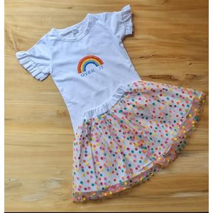 Rainbow Skirt Set - White and Pink