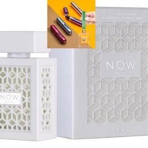 Lattafa White Lattaf Rave Now Eau de Parfum 100ml FREE PORTABLE PERFUME BOTTLE ( RANDOM COLOR) Long Lasting Unisex Arabic Perfume
