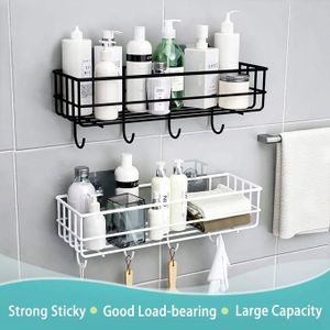 Rectangular heavy durable Metallic Bathroom Organizer with hooks(spce saver)