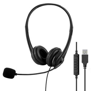 USB Wired Gaming Headset with Mic, Noise Cancelling Over-Ear Headphones, Stereo Surround Sound Headset Universal for PC Computer Phone