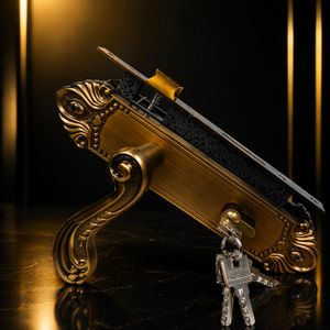 Luxury Steel Door Lock Set with Handle and Keys  Heavy Duty Security Lock Gold Finish