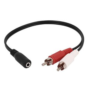 3.5mm Female Stereo Jack to 2 Male RCA Plugs Cable, Length: 38cm