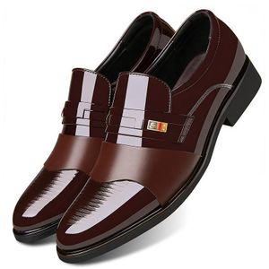 SHJO Dress Shoes Men Elegant Office PU Leather Breathable Lightweight Formal Wedding Party Slip-on Shoes - Black