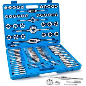 Heavy guage 110-Piece Metric Tap and Die Set, M2 to M18 Thread Repair Kit, Complete Tap & Die Sets with Storage Case for Cutting Internal and External Threads