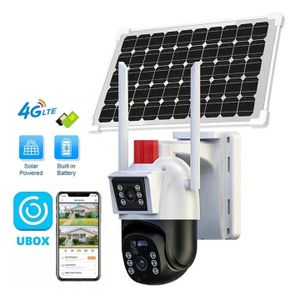 Solar powered security camera dual lens PTZ CCTV wireless outdoor 4G Simcard solar camera 