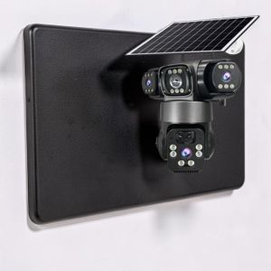 Premium Quality 20MP 4K Ultra HD Resolution 4G PTZ Rotating Triple Lens Three Screens Outdoor Security Solar Camera