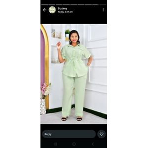 Elegant Two-Piece Casual Set – Drawstring Waist Top & Wide Leg Trouser