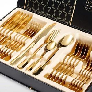 24pc Deluxe Gold Stainless Steel Cutlery Utensil Set + Box