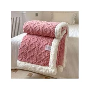 Quality Pink Cozy Fleece Sherpa Warm Woolen Throw Blanket
