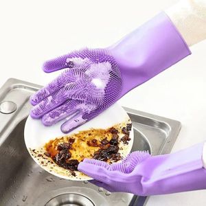 Magic Silicone Dishwashing Gloves with Scrubber – Heat Resistant Reusable Cleaning Gloves for Kitchen, Bathroom, Car Wash & Pet Grooming
