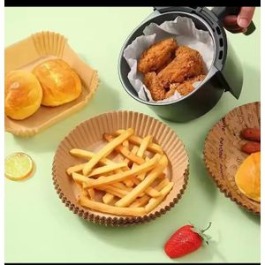 Round Air Fryer Oil Absorbing Paper – 50pcs Non-Stick Oil Proof Sheets for Frying, Baking & Roasting