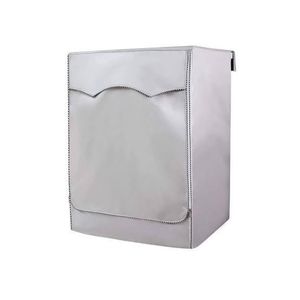 Silver Front Load Washing Machine Cover Organizer – Protective Dustproof Storage Cover with Side Pockets
