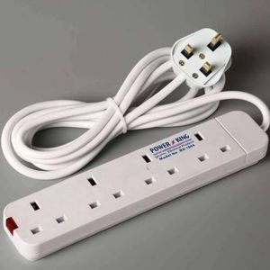 Power King  PowerKing 4 Way Extension Socket Surge Protector Power Strip with 4 Universal Outlets Long Cable Heavy Duty Extension Cord for Home Office Appliances TV Fridge Laptop Safe Power Distribution