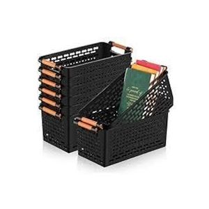 Multi-Purpose Stackable Mesh Storage Basket With Wooden Handles, Versatile Kitchen Pantry Organizer & Desktop Sundries Tray For Cabinet And Office