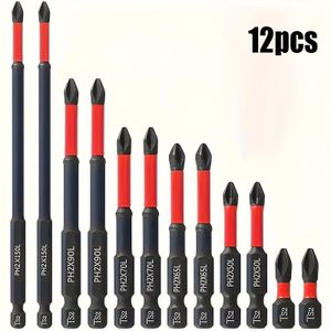 Beqqk Magnetic Non-Slip Drill Bit Set 12 Pieces, S2 Steel, Crosshead and Impact Drill Bits