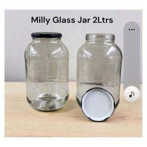 Glass 2l mason jar with Black lids