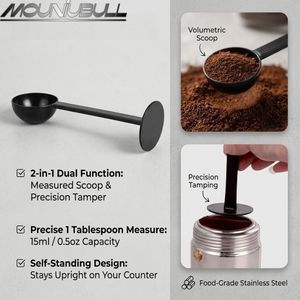 Mouniubull 2-in-1 Espresso Coffee Scoop with Tamper, 15ml Plastic Measuring Spoon for Ground Coffee Beans, Tea, and Cocoa