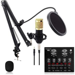 BM800 Professional Condenser Mic with V8 Sound Card – Podcast, Singing, Voice Over, Music Recording Studio Set