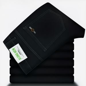 CALLIARA All-Black Slim Stretch Denim Classic Men Jeans with Minimalist Stitching