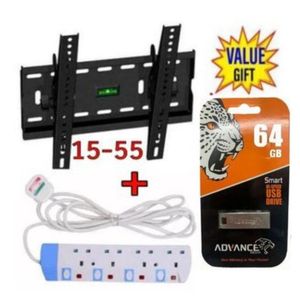 Skilltech 15-55 Inch Tilting TV Wall Mount Bracket +4Way Power Extension+Free 64GB Flash Disk