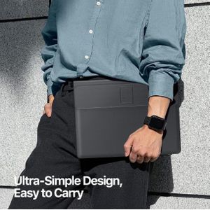 Dux Ducis PU Leather Laptop Bag 13.6 to 14 inch with Wireless Charger Foldable Laptop Stand Magnetic Wireless Charger Pad AirQ - Black