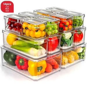 14pcs Stackable Acrylic Fridge Storage Containers
