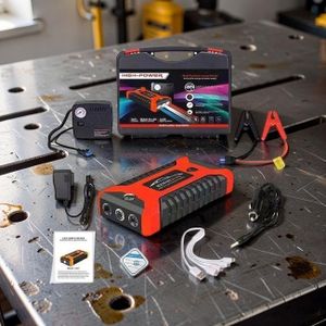 Multi-Functional High Performance Heavy Duty 12V 99800mAh 2-in-1 Multi-Functional High Power Car Emergency Jump Starter Kit with Tire Inflator Air Compressor 