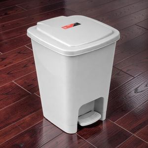	30L Gray Hard Plastic Smooth Inner Surface Easy Clean Step Pedal Waste Garbage Dust Bin 