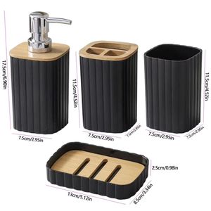 6pcs Eco friendly plastic bamboo bathroom accessories set